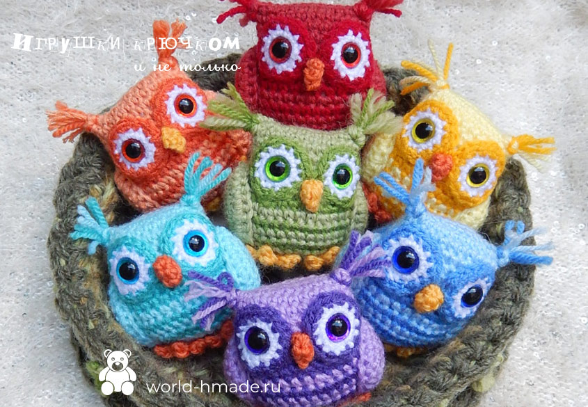 Радужные совы крючком от moji-moji design. Описание вязания.