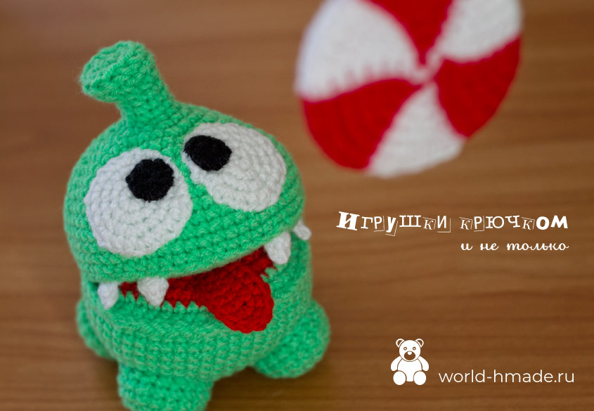 Любимец детей - сладкоежка Ам Ням (Om Nom). Вяжем крючком.