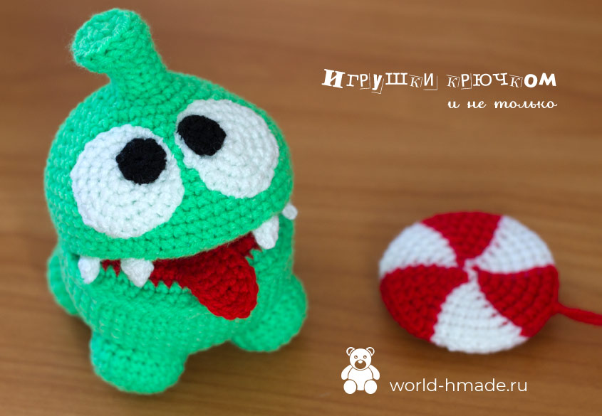 Любимец детей - сладкоежка Ам Ням (Om Nom). Вяжем крючком.
